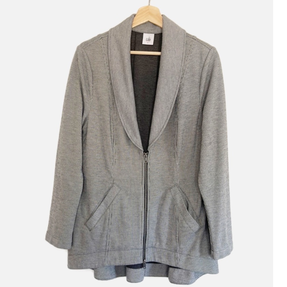 Cabi Drop off pinstripe zip back blazer cardigan M
